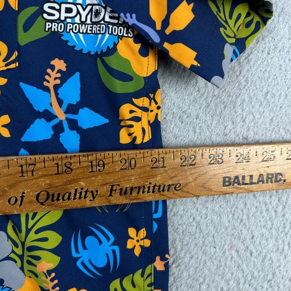 Roody Spyder Mens Hawaiian Shirt Large Blue Floral Button Up Pocket Short Sleeve - Picture 6 of 8